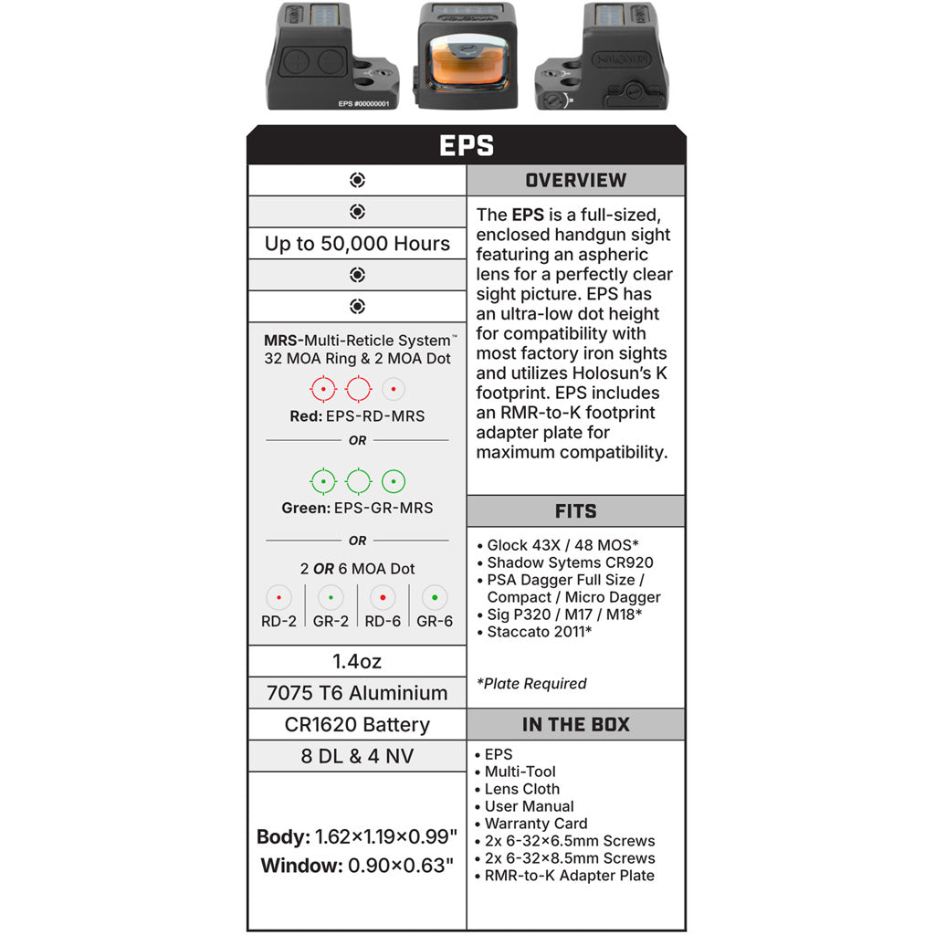 Holosun EPS Enclosed Pistol Sight