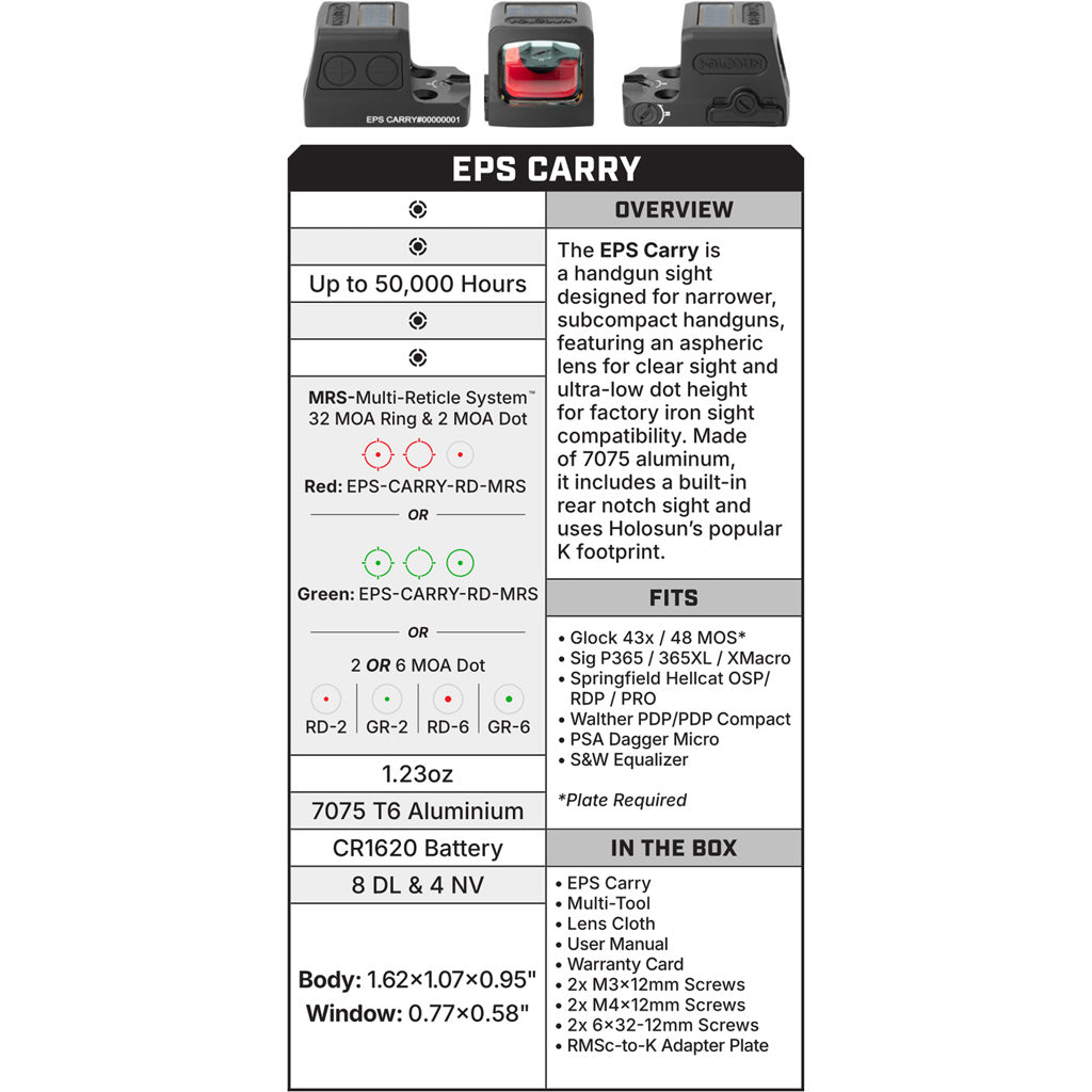 Holosun EPS Carry Enclosed Pistol Sight