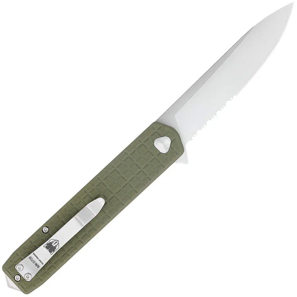 CobraTec Medium Cayden Drop Knife Serrated Folding Blade OD Green