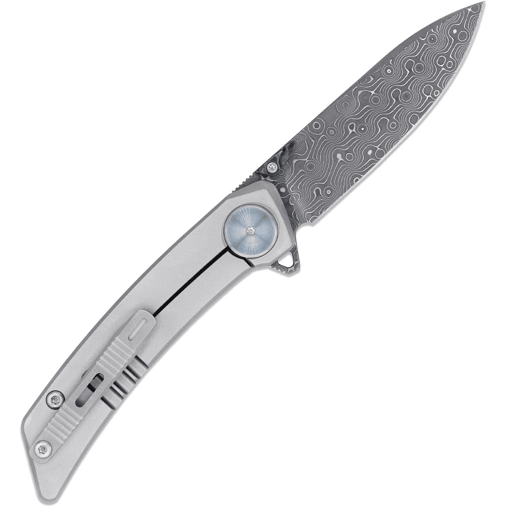 CobraTec Emperor Carbon Damascuss Drop Point Knife Folding Blade Carbon Fiber
