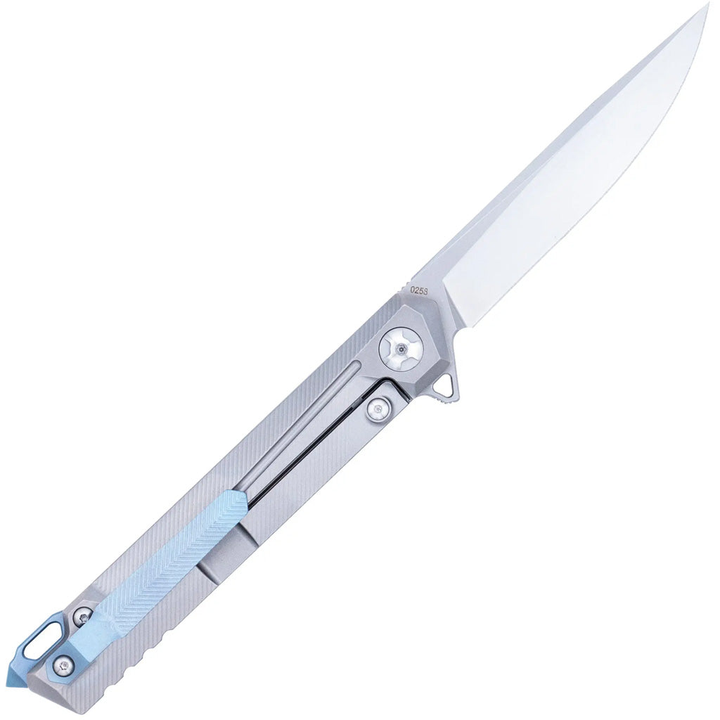 CobraTec Olympian Frame Lock Titanium M389 Knife Folding Blade Silver