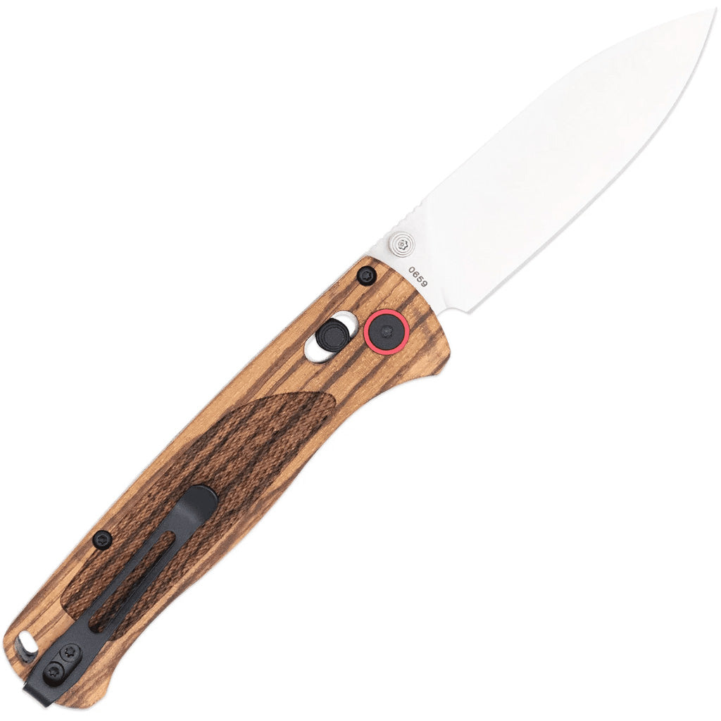 CobraTec Zebrawood Bar Lock Drop Knife Folding Blade Zebrawood Silver